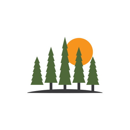 simple pine or fir tree logo  pine house evergreen.for pine forest adventurers camping nature badges and business.vectorのイラスト素材