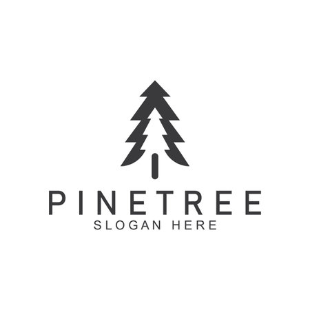 simple pine or fir tree logo  pine house evergreen.for pine forest adventurers camping nature badges and business.vectorのイラスト素材