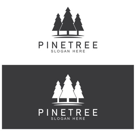 simple pine or fir tree logo  pine house evergreen.for pine forest adventurers camping nature badges and business.vectorのイラスト素材