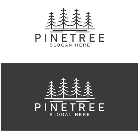 simple pine or fir tree logo  pine house evergreen.for pine forest adventurers camping nature badges and business.vectorのイラスト素材