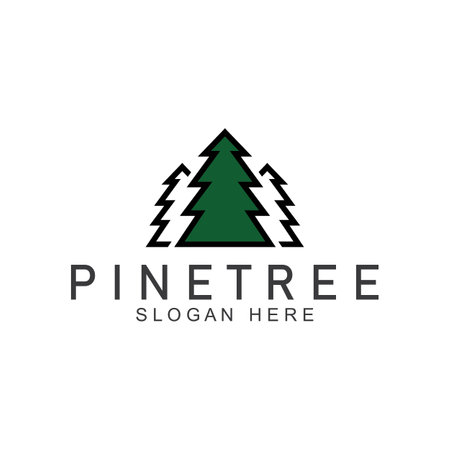 simple pine or fir tree logo  pine house evergreen.for pine forest adventurers camping nature badges and business.vectorのイラスト素材
