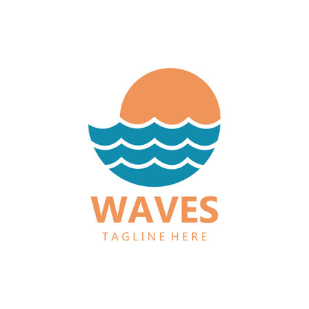 water wave logo, beach waves, sea, vector designのイラスト素材