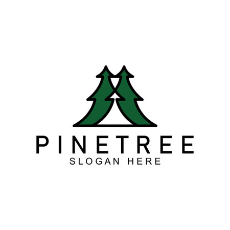 simple pine or fir tree logo  pine house evergreen.for pine forest adventurers camping nature badges and business.vectorのイラスト素材