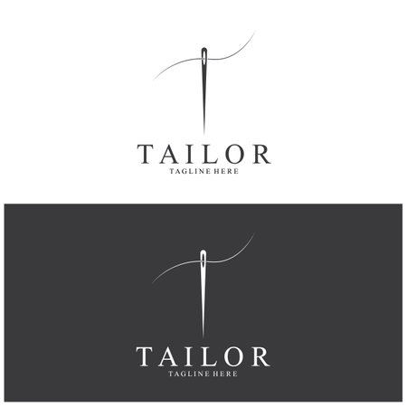 Tailor Logo  Needle  Thread Vector Design  vintage logoのイラスト素材