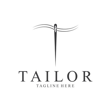 Tailor Logo  Needle  Thread Vector Design  vintage logoのイラスト素材