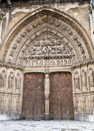 A door with beauty stone figuresの写真素材