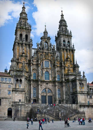 Santiago de Compostela, Spain - April 3, 2011: The cathedral of Santiago de Compostela is one of the major religious sites in the world. Inside are the remains of apostle Santiago and is the place of pilgrimage for millions of peopleのeditorial素材