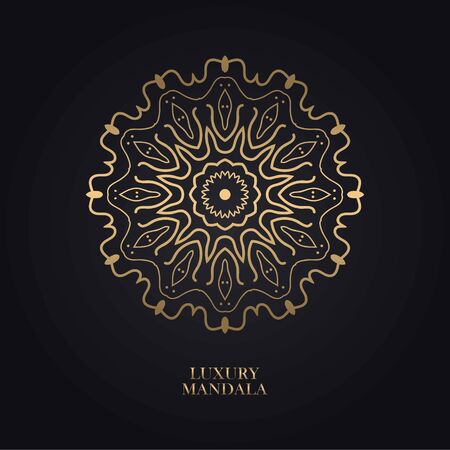 luxury mandala design background in gold color perfect to background, business card, wedding invitation, banner, wallpaper, logo, pettern, template etc.のイラスト素材