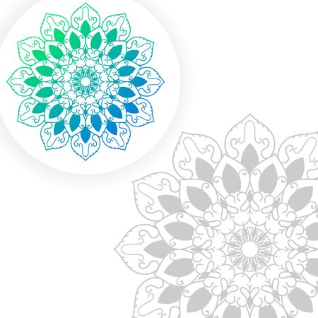 Illustration vector graphic of Minimalist Mandala blue and green gradient perfect to background, card invitation, wedding, logo, and etc.のイラスト素材