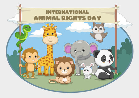 International Animal rights day save world animalのイラスト素材
