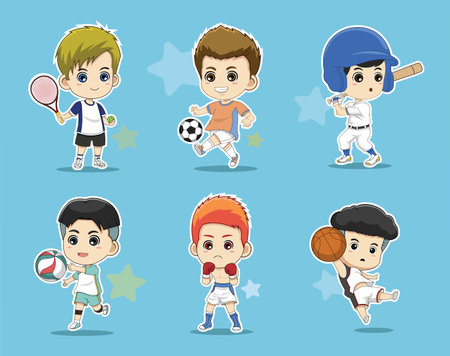 design kid sport characterのイラスト素材