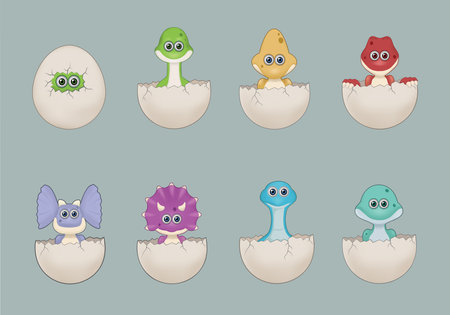 design of various baby Eggs dinoのイラスト素材