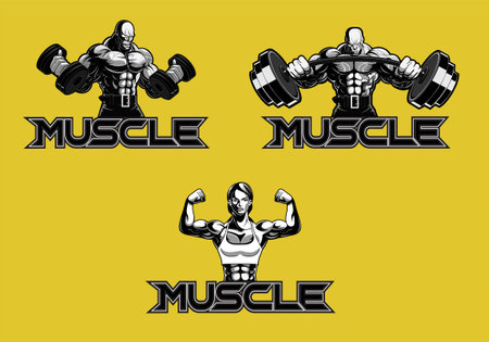 design fitness muscle logoのイラスト素材