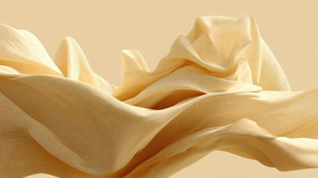 This image features soft, flowing fabric with gentle curves and warm beige tones, ideal for creative projects, backgrounds, and fashion applications, evoking elegance.の素材