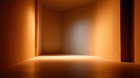 This image features a serene and minimalist interior space highlighted by soft lighting and warm tones. It creates a calming atmosphere ideal for artistic projects.の素材