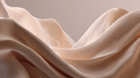 This image features soft draped fabric in neutral tones, showcasing gentle waves and a textured surface ideal for elegant backgrounds in fashion and artistic displays.の素材