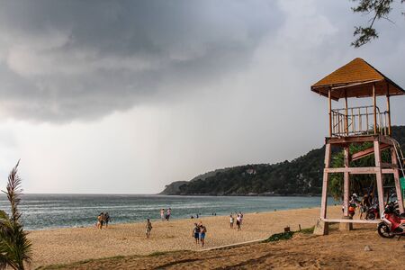 black cloud on seaの写真素材