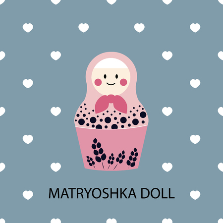 Russian traditional matriarchs dolls flat icon set, national symbol, family and traditional values concept artのイラスト素材