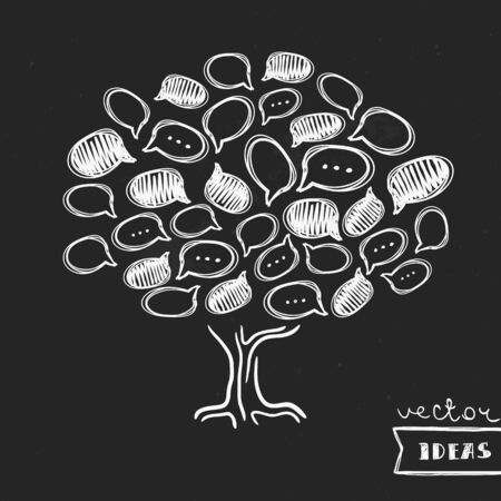 illustration isolated on black, social media, brainstorm and communication tree conceptのイラスト素材