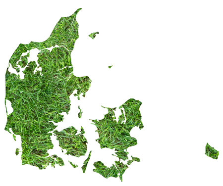 Map of Denmark showing the country with a grass football field. Team of the  European Football...