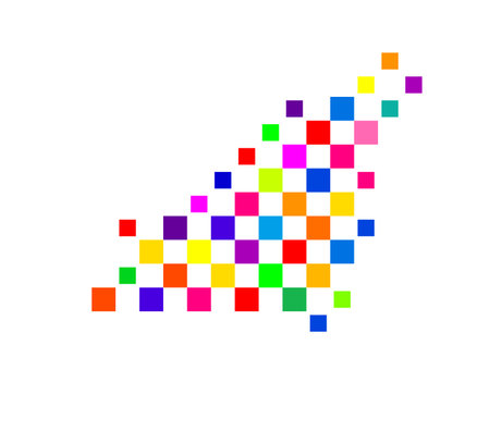 Abstract map of Guernsey with a pattern of colorful squares like a chess boardのイラスト素材
