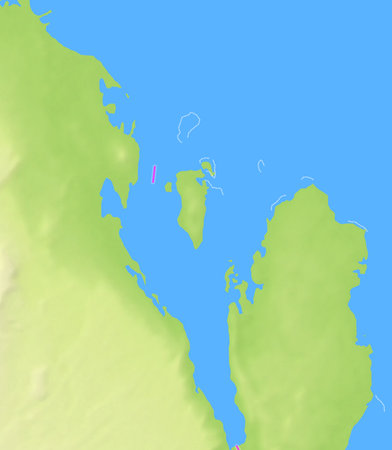 Map of Bahrain and surrounding countries showing the region with relief representation, rivers, lakes and administrative boundaries. Silent map without any labels.の写真素材