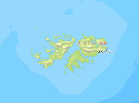 Map of the Falkland Islands and surrounding countries with Japanese country names. Place names in Japanese are used depending on availability. Made with Natural Earth.の写真素材