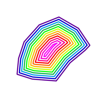 Abstract map of Monaco showing the country with concentric rings in rainbow colors.のイラスト素材