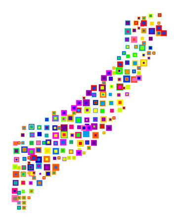 Abstract map of Somalia Abstract map showing the country with a pattern of overlapping colorful squares like candiesのイラスト素材