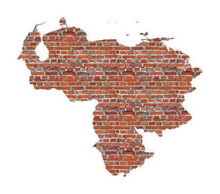 Abstract map of Venezuela designed as a brick wallの写真素材