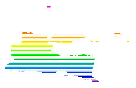 Symbol Map of the Province of Jawa Timur (Indonesia). Abstract map showing the state/province with horizontal parallel lines in rainbow colorsのイラスト素材