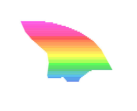 Symbol Map of the Kermadec Islands (New Zealand). Abstract map showing the state/province with horizontal parallel lines in rainbow colorsのイラスト素材