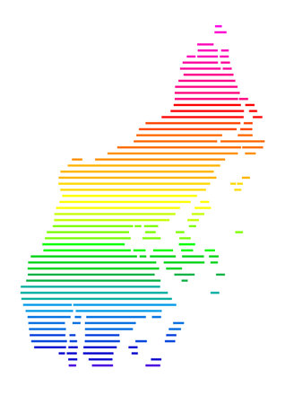 Symbol Map of the County of Stockholm (Sweden). Abstract map showing the state/province with horizontal parallel lines in rainbow colorsのイラスト素材