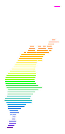 Symbol Map of the County of Gotland (Sweden). Abstract map showing the state/province with horizontal parallel lines in rainbow colorsのイラスト素材