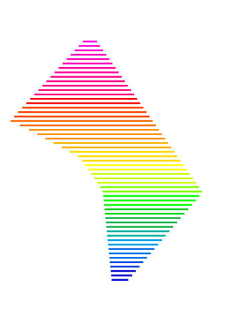 Symbol Map of the Federal District Washington, District of Columbia (United States of America). Abstract map showing the state with horizontal parallel lines in rainbow colorsのイラスト素材