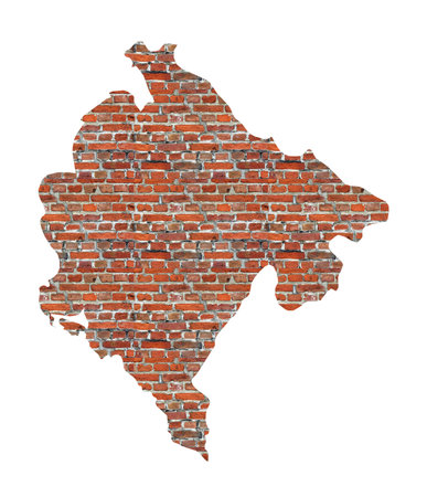 Abstract map of Montenegro designed as a brick wallの写真素材