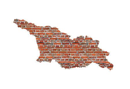 Abstract map of Georgia designed as a brick wallの写真素材