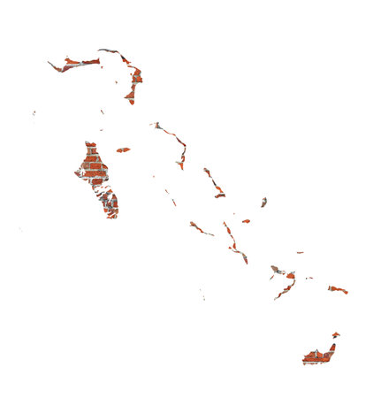 Abstract map of The Bahamas designed as a brick wallの写真素材