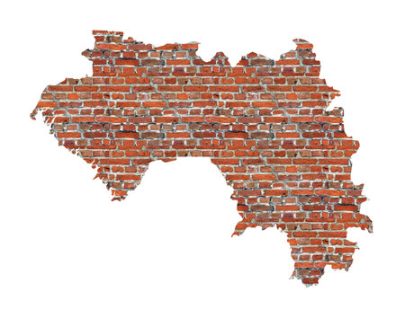 Abstract map of Guinea designed as a brick wallの写真素材