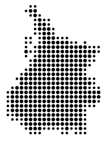 Symbol Map of the Department of Hautes-Pyrenees (France) showing the state/province with a pattern of black circlesのイラスト素材