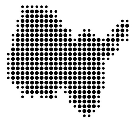 Symbol Map of the Department of Ain (France) showing the state/province with a pattern of black circlesのイラスト素材