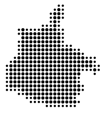Symbol Map of the Department of Ardennes (France) showing the state/province with a pattern of black circlesのイラスト素材