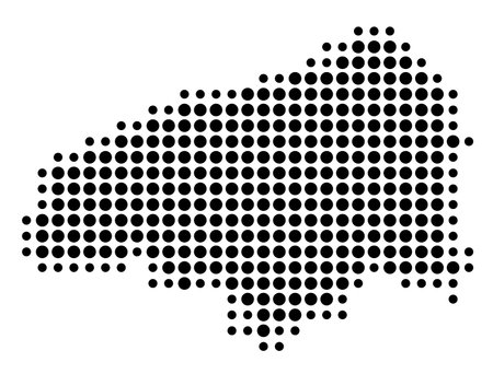 Symbol Map of the Department Seine-Maritime (France) showing the state/province with a pattern of black circlesのイラスト素材