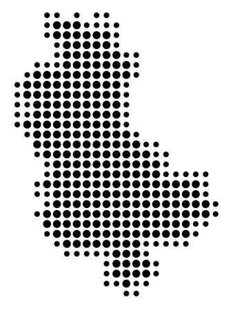 Symbol Map of the Department of Rhone (France) showing the state/province with a pattern of black circlesのイラスト素材