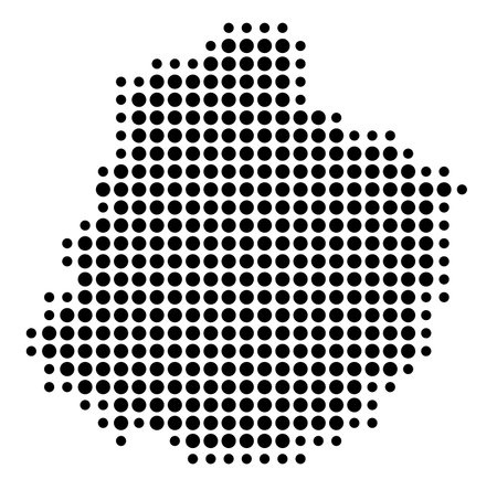 Symbol Map of the Department of Sarthe (France) showing the state/province with a pattern of black circlesのイラスト素材