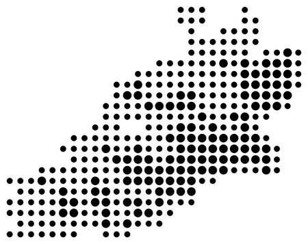 Symbol Map of the County More og Romsdal (Norway) showing the state/province with a pattern of black circlesのイラスト素材