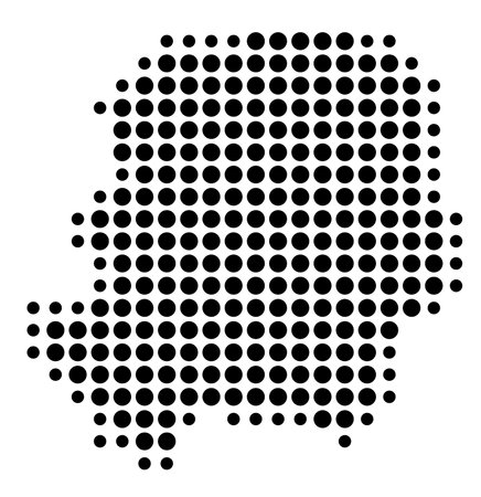 Symbol Map of the Metropolitan City of Daegu (South Korea) showing the state/province with a pattern of black circlesのイラスト素材