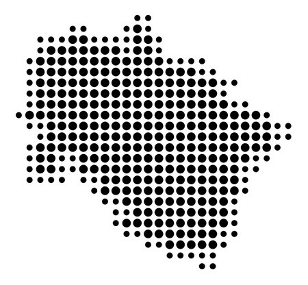 Symbol Map of the State of Uttarakhand (India) showing the state/province with a pattern of black circlesのイラスト素材