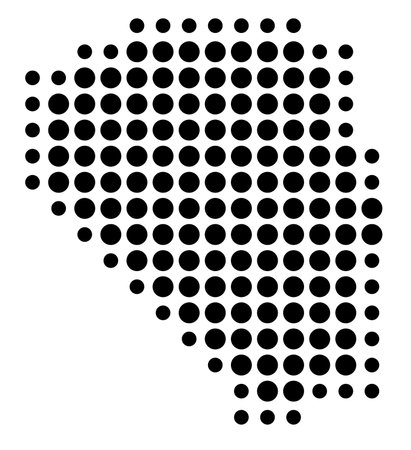 Symbol Map of the Union Territory of Chandigarh (India) showing the state/province with a pattern of black circlesのイラスト素材
