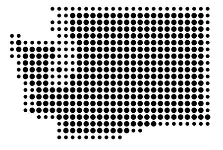 Symbol Map of the State of Washington (United States of America) showing the state with a pattern of black circlesのイラスト素材